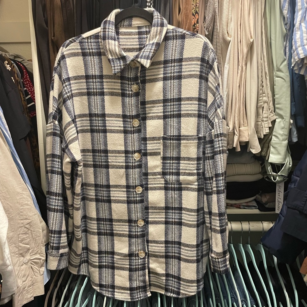 Plaid Button-Up Shirt Jacket